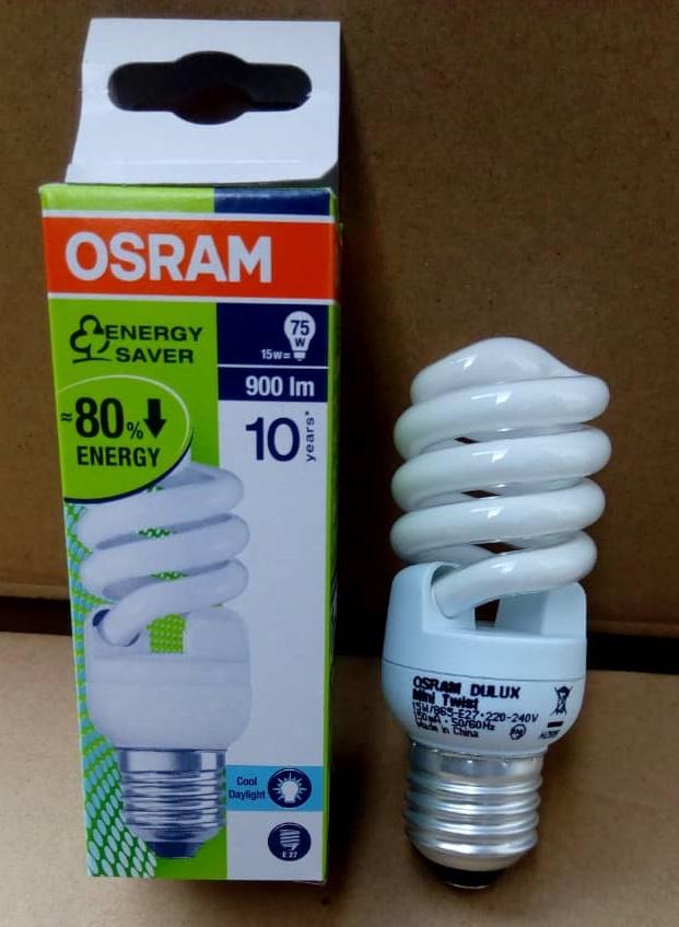 Osram Energy-Saving Lamp, E27, Day Light, 15 W