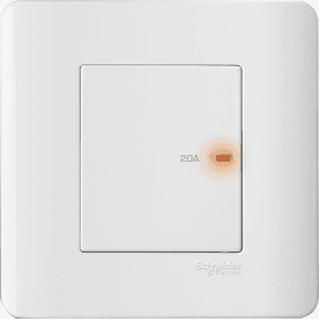 20A 1 Gang Full-Flat Double Pole Switch with Neon, White E8431D20_WE