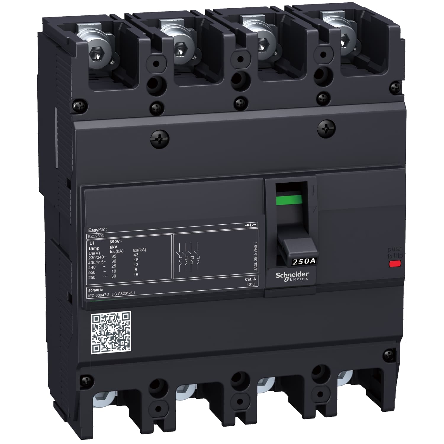 EZC250N4200   Circuit breaker Easypact EZC250N - TMD - 200 A - 4 poles 3d