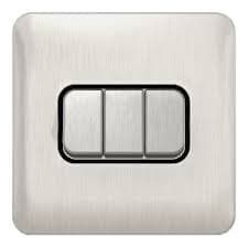 Lisse - Plate Switch - 3 gang 2 way - 10AX Stainless Steel with Black Interior GGBL1032BSS