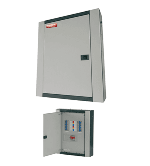 Powertec 6 Way 100A Three Phase(TPN) Distribution Board C/W MCB
