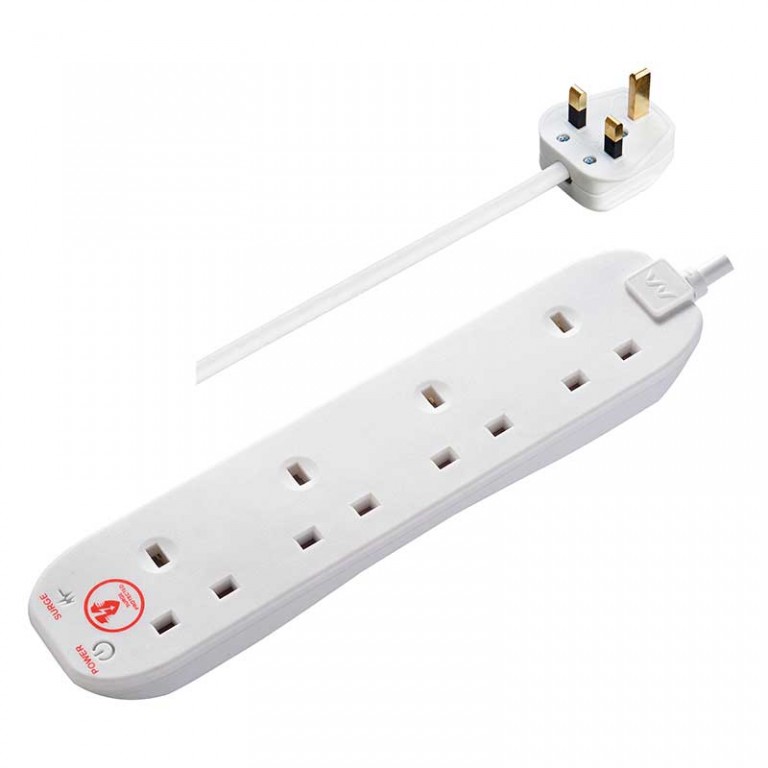 Masterplug SURGE Extension Leads 4 Sockets Electric Mall